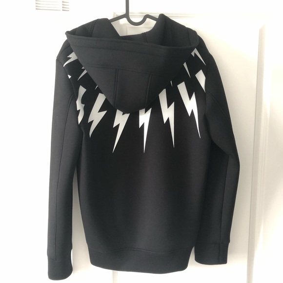 Neil Barrett Black Lightning Bolt Zip Hoodie - Picture 5 of 7